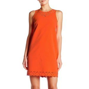 J.Crew Laser-cut dress // Electric coral // Sz 2